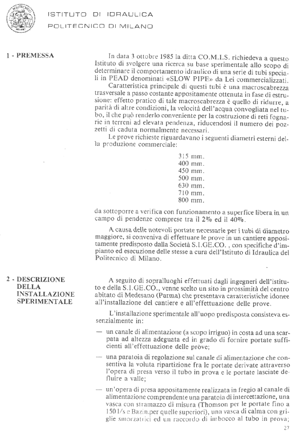 [Le prove del politecnico di Milano]